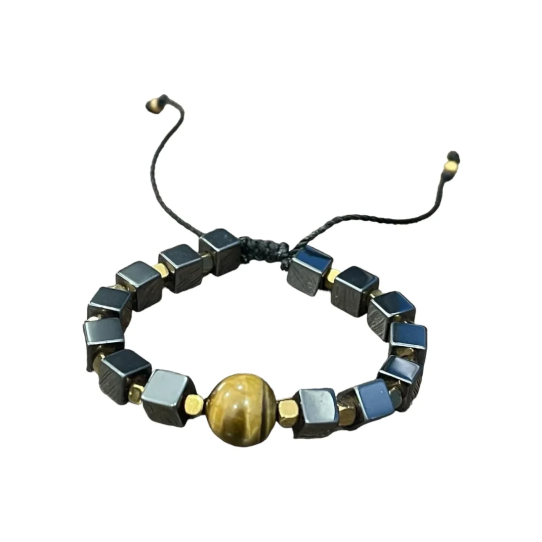 Pulseira Antunes HM Hematita Cubo com Olho de Tigre