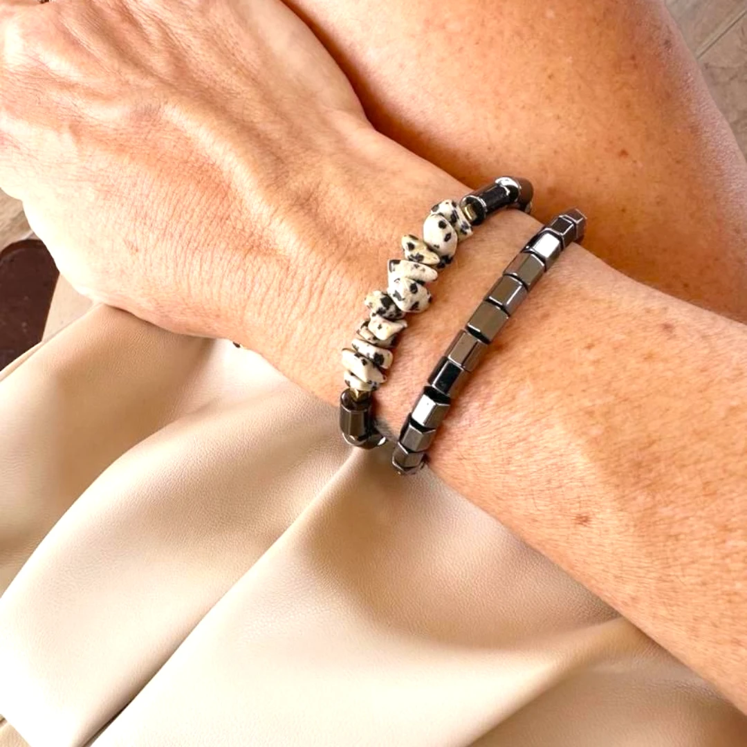 Pulseira Antunes HM Hematita com Jasper Dálmata